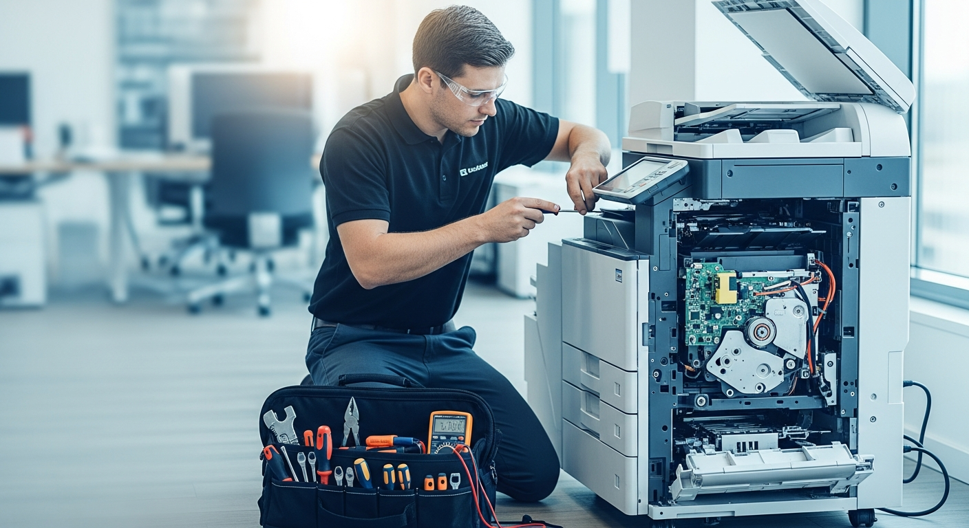 FPR technician performing on-site printer repair